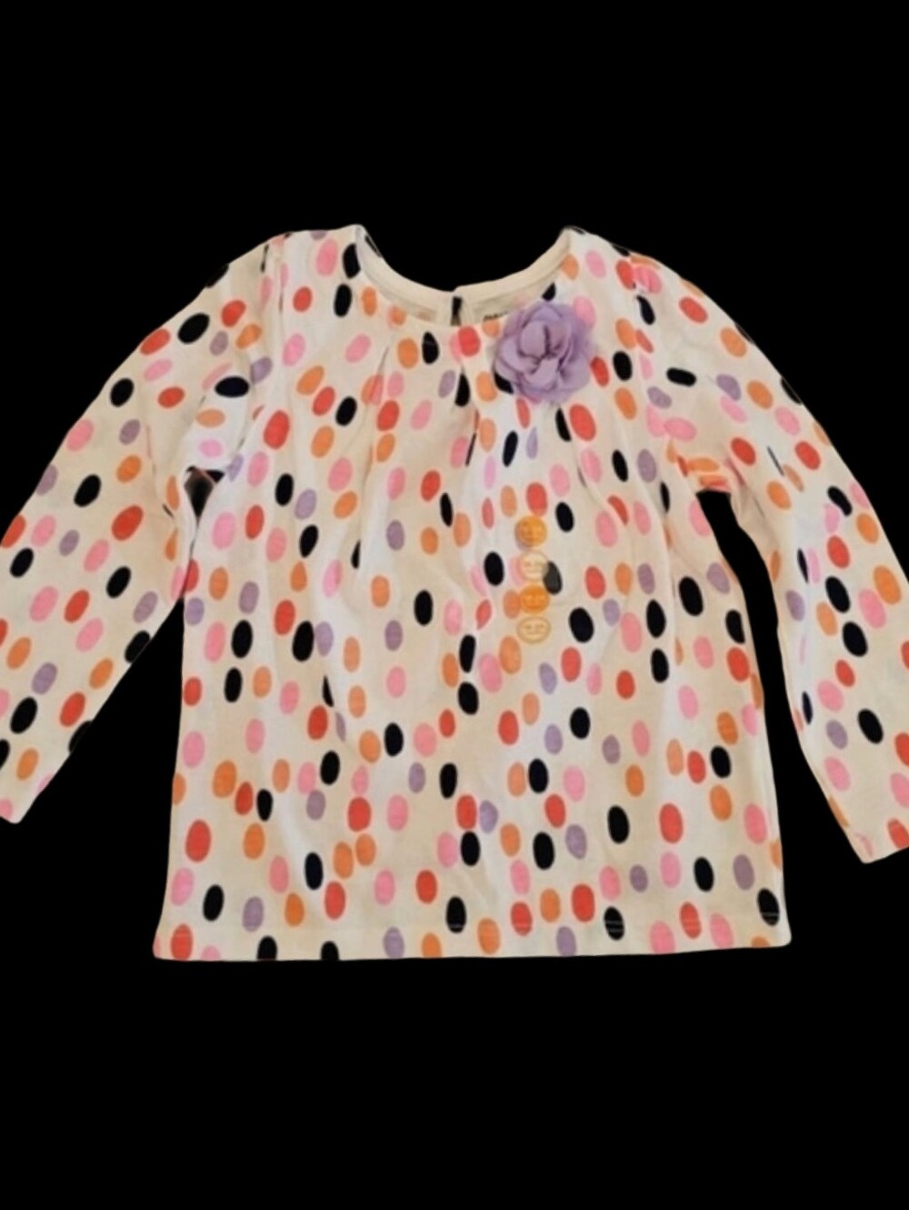 Gymboree Toddler Girl Bright Multi Dot Long Sleeve Tunic Top Flower Accent 24M